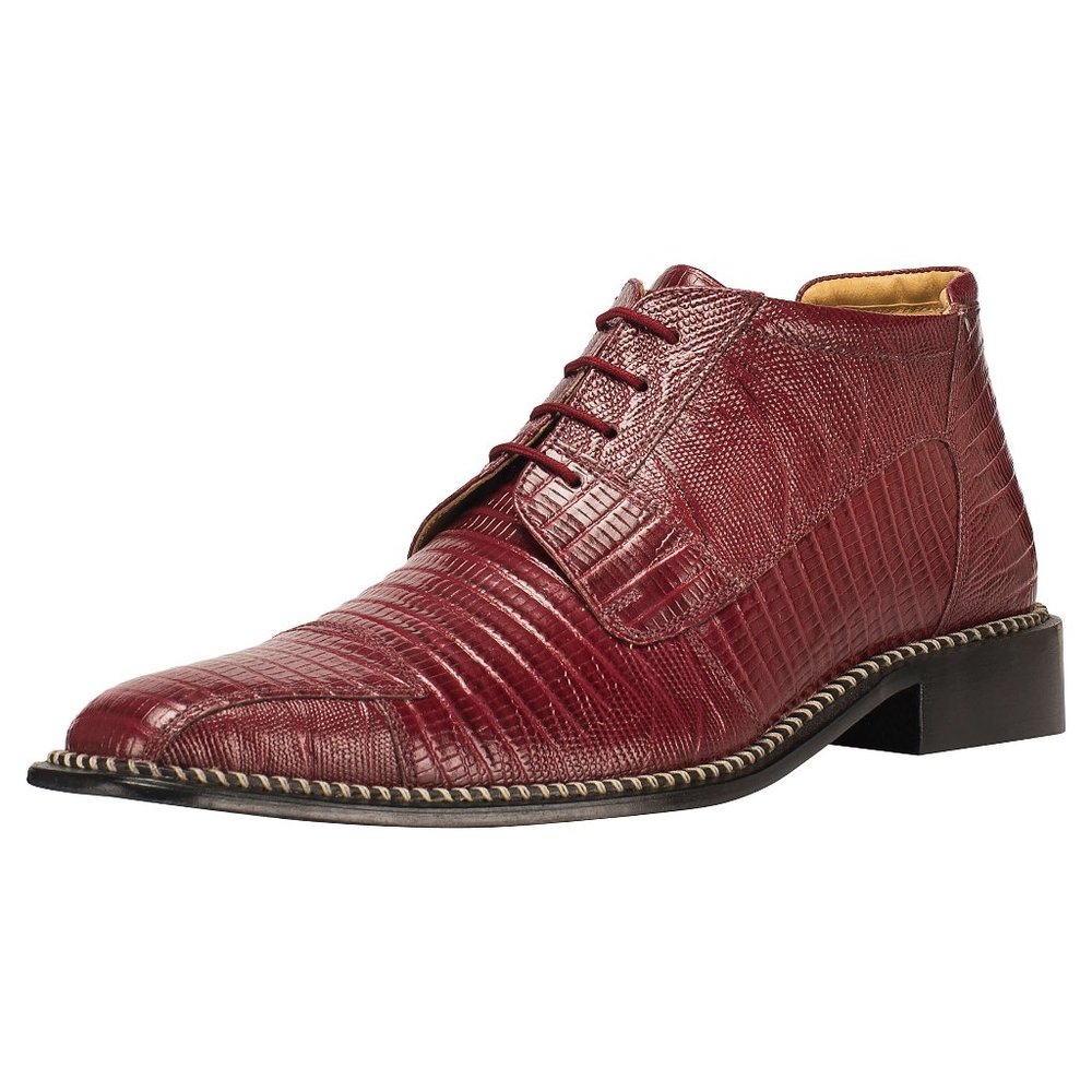 LIBERTYZENO BURGUNDY LEATHER LACE-UP BOOTS